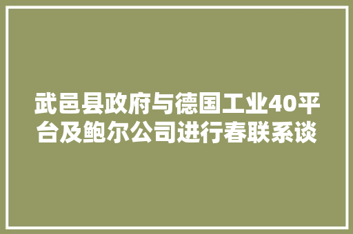 武邑县政府与德国工业40平台及鲍尔公司进行春联系谈