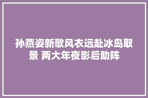 孙燕姿新歌风衣远赴冰岛取景 两大年夜影后助阵
