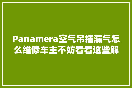 Panamera空气吊挂漏气怎么维修车主不妨看看这些解决方法
