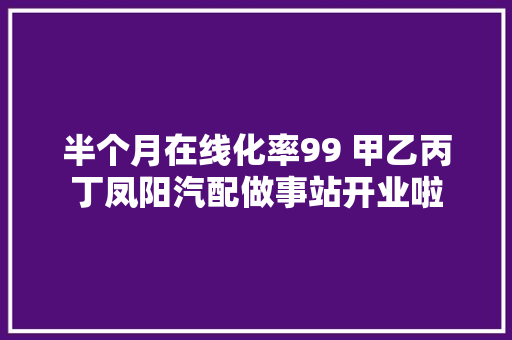 半个月在线化率99 甲乙丙丁凤阳汽配做事站开业啦