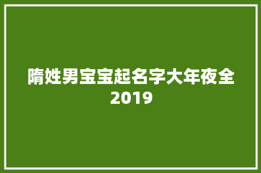 隋姓男宝宝起名字大年夜全2019