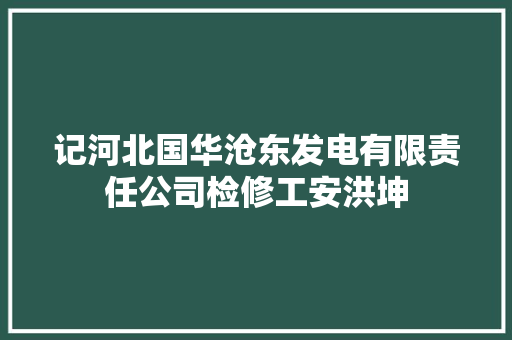 记河北国华沧东发电有限责任公司检修工安洪坤