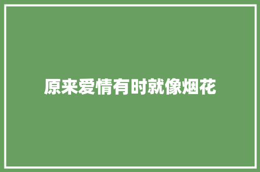 原来爱情有时就像烟花