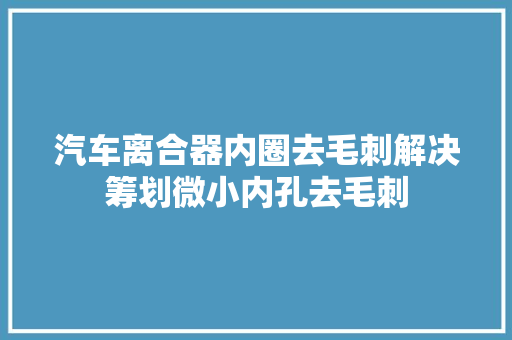 汽车离合器内圈去毛刺解决筹划微小内孔去毛刺