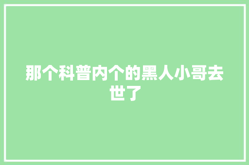 那个科普内个的黑人小哥去世了
