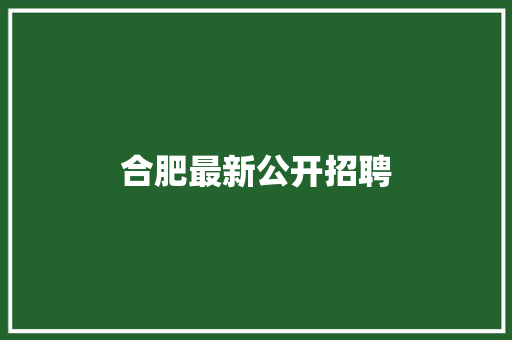 合肥最新公开招聘