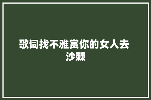 歌词找不雅赏你的女人去 沙棘