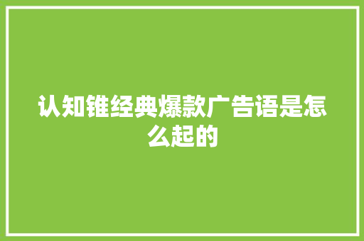 认知锥经典爆款广告语是怎么起的