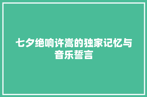 七夕绝响许嵩的独家记忆与音乐誓言