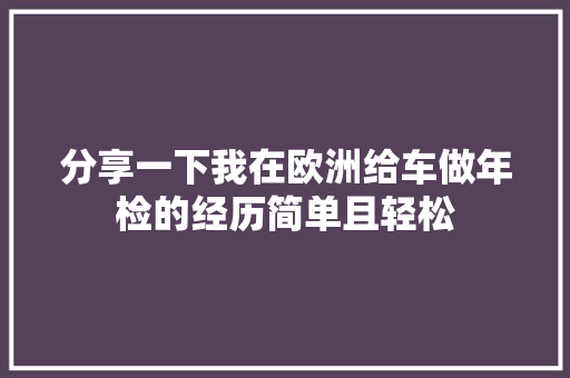 分享一下我在欧洲给车做年检的经历简单且轻松