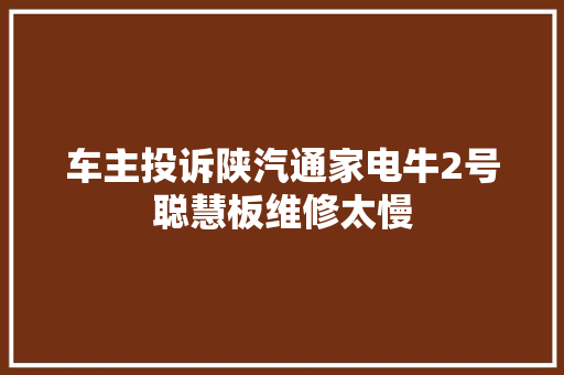 车主投诉陕汽通家电牛2号聪慧板维修太慢