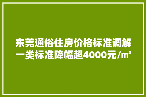 东莞通俗住房价格标准调解一类标准降幅超4000元/㎡