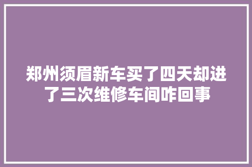 郑州须眉新车买了四天却进了三次维修车间咋回事