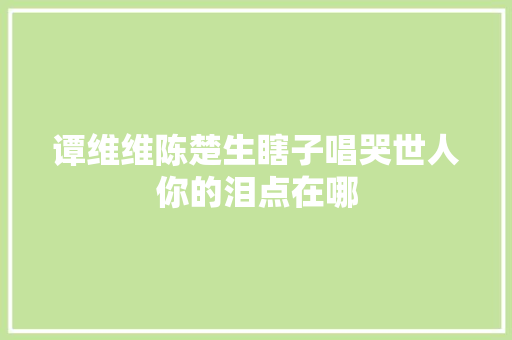 谭维维陈楚生瞎子唱哭世人你的泪点在哪