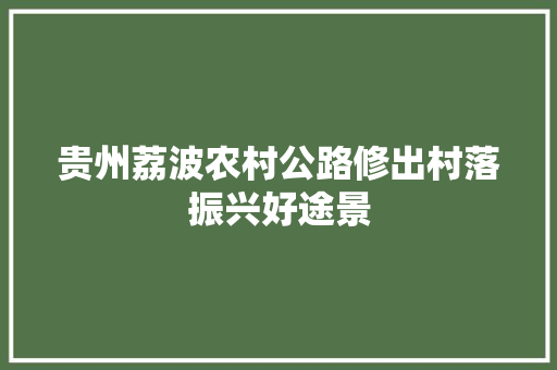 贵州荔波农村公路修出村落振兴好途景