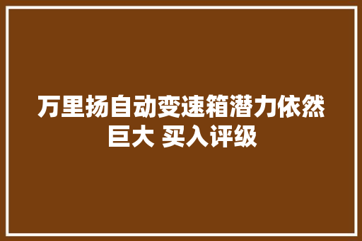 万里扬自动变速箱潜力依然巨大 买入评级