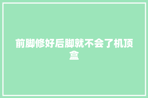 前脚修好后脚就不会了机顶盒