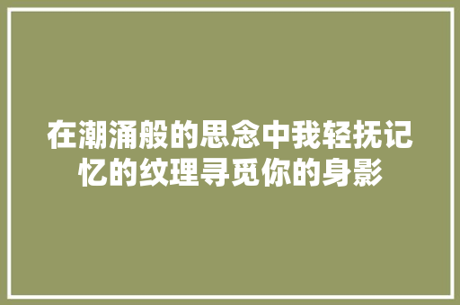 在潮涌般的思念中我轻抚记忆的纹理寻觅你的身影