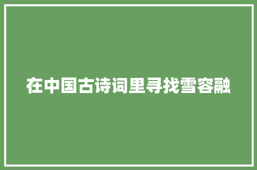在中国古诗词里寻找雪容融