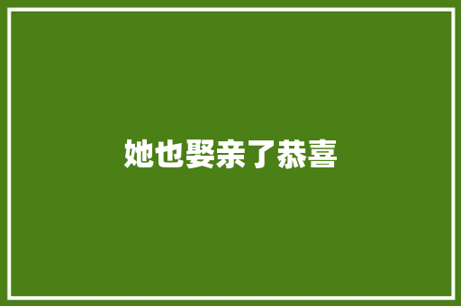 她也娶亲了恭喜