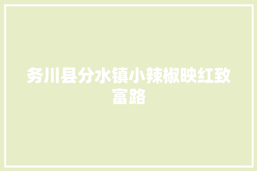 务川县分水镇小辣椒映红致富路