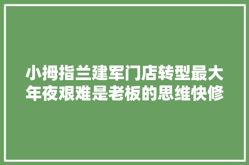 小拇指兰建军门店转型最大年夜艰难是老板的思维快修店要做精不做全