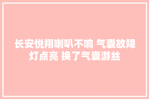 长安悦翔喇叭不响 气囊故障灯点亮 换了气囊游丝 汽车知识