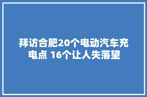 拜访合肥20个电动汽车充电点 16个让人失落望
