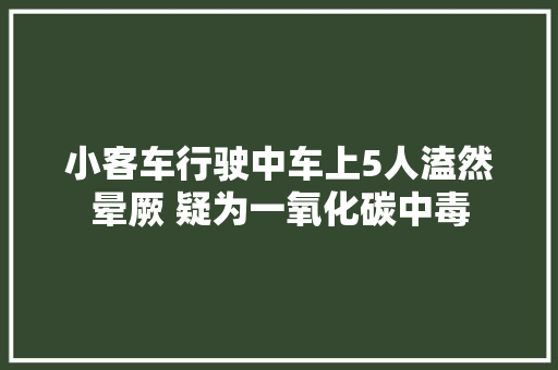 小客车行驶中车上5人溘然晕厥 疑为一氧化碳中毒