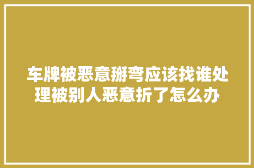 车牌被恶意掰弯应该找谁处理被别人恶意折了怎么办