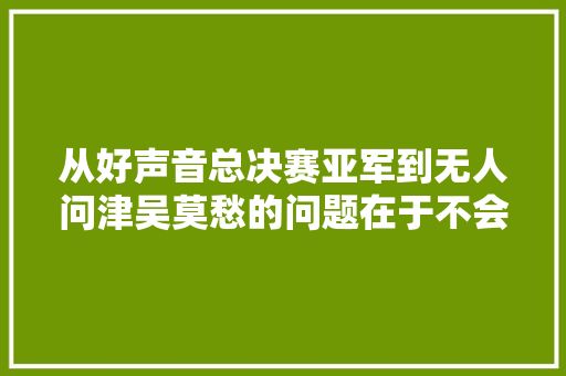 从好声音总决赛亚军到无人问津吴莫愁的问题在于不会创作