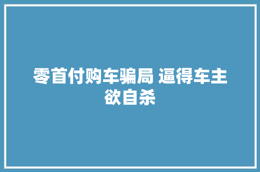 零首付购车骗局 逼得车主欲自杀