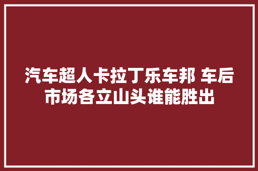 汽车超人卡拉丁乐车邦 车后市场各立山头谁能胜出