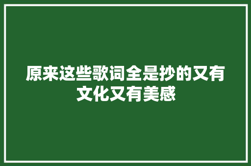 原来这些歌词全是抄的又有文化又有美感