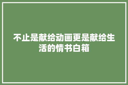 不止是献给动画更是献给生活的情书白箱