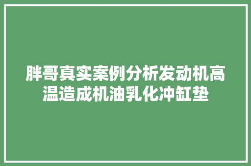 胖哥真实案例分析发动机高温造成机油乳化冲缸垫