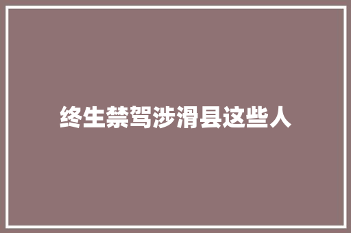 终生禁驾涉滑县这些人