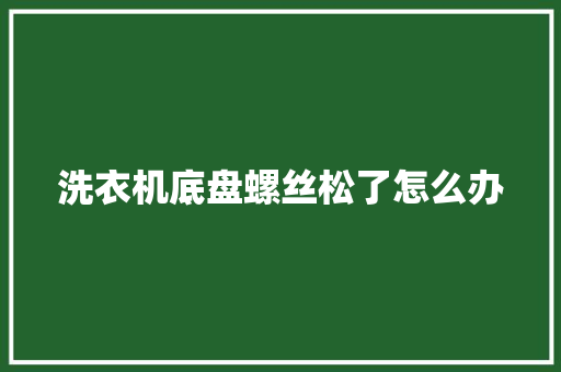 洗衣机底盘螺丝松了怎么办