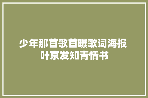 少年那首歌首曝歌词海报 叶京发知青情书