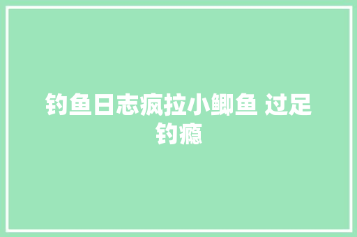 钓鱼日志疯拉小鲫鱼 过足钓瘾