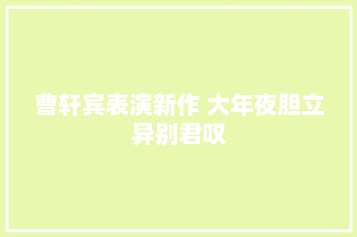 曹轩宾表演新作 大年夜胆立异别君叹
