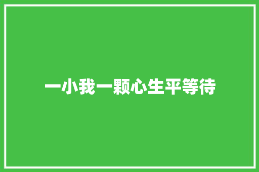 一小我一颗心生平等待 休闲娱乐