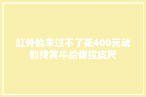 红外检车过不了花400元就能找黄牛给你拉皮尺