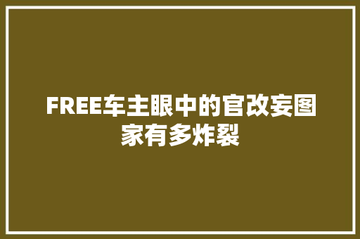 FREE车主眼中的官改妄图家有多炸裂