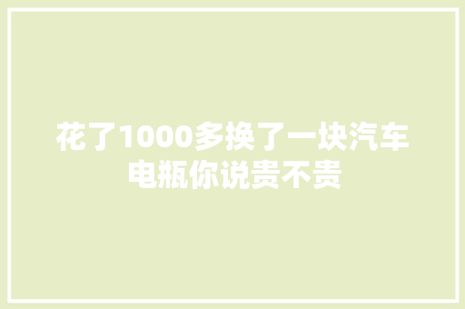 花了1000多换了一块汽车电瓶你说贵不贵