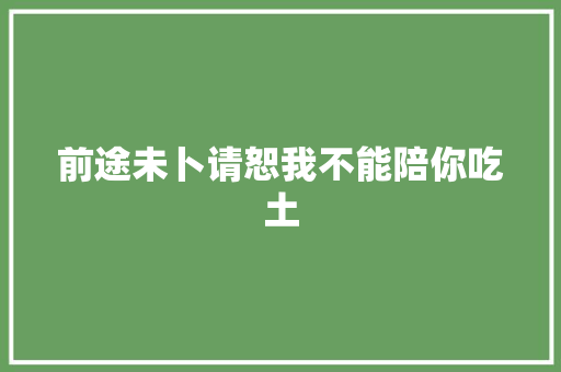 前途未卜请恕我不能陪你吃土
