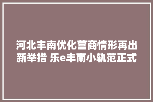 河北丰南优化营商情形再出新举措 乐e丰南小轨范正式上线