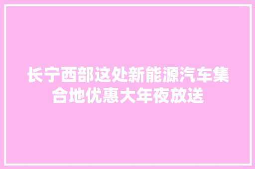 长宁西部这处新能源汽车集合地优惠大年夜放送 汽车知识