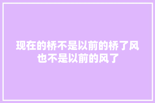 现在的桥不是以前的桥了风也不是以前的风了
