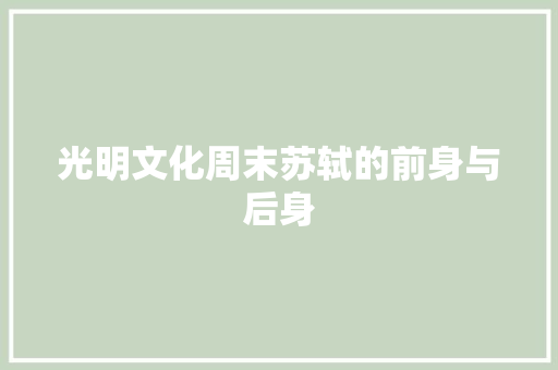 光明文化周末苏轼的前身与后身